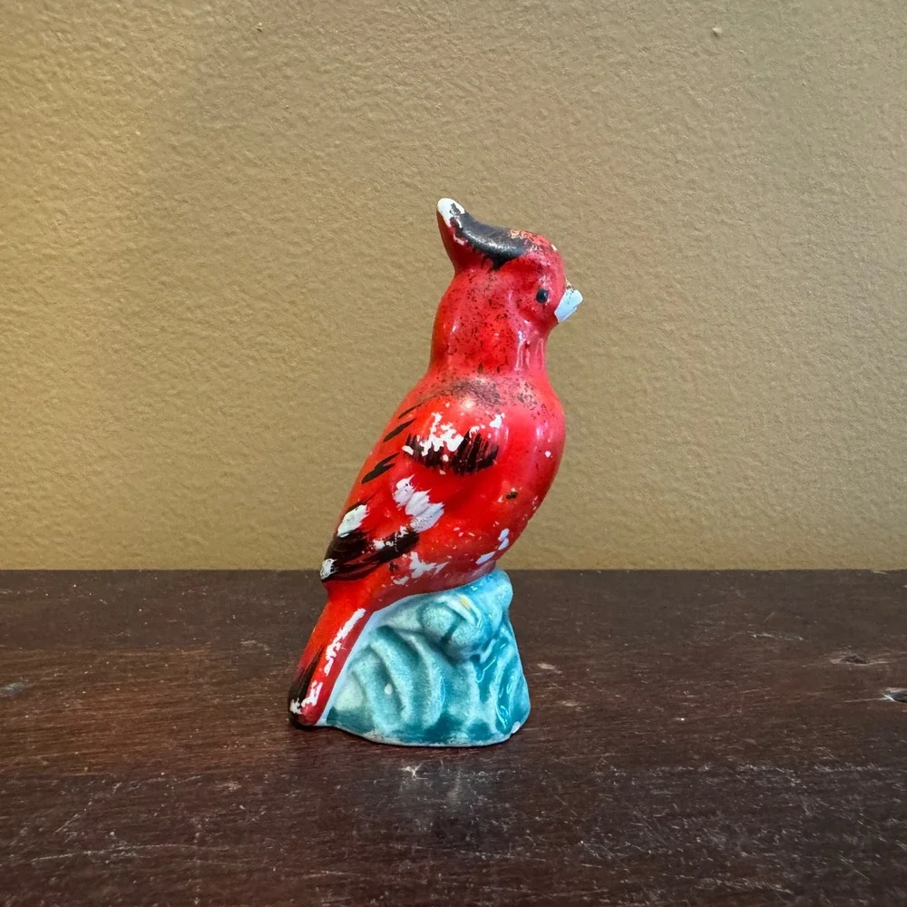 Vintage Porcelain North American Cardinal‎ Bird Figurine Remembrance In Memory